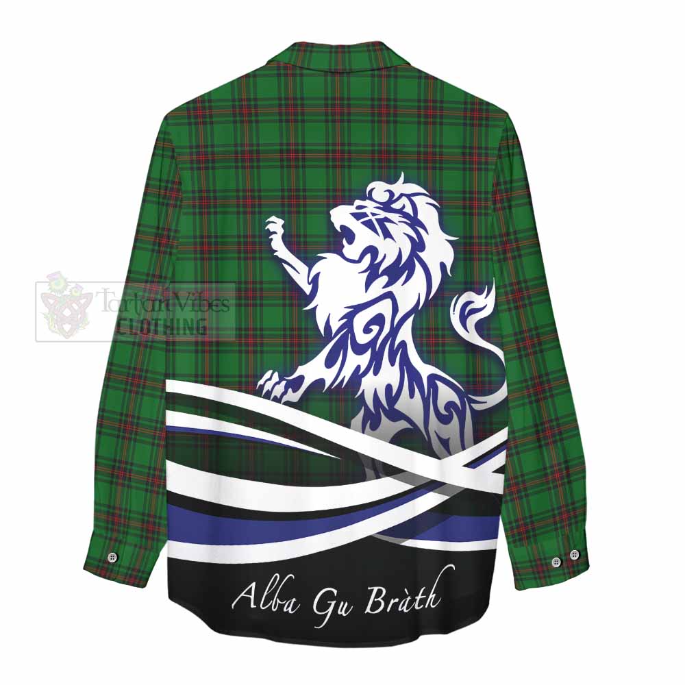 Anstruther Tartan Women's Casual Shirt with Alba Gu Brath Regal Lion Emblem - Tartan Vibes Clothing