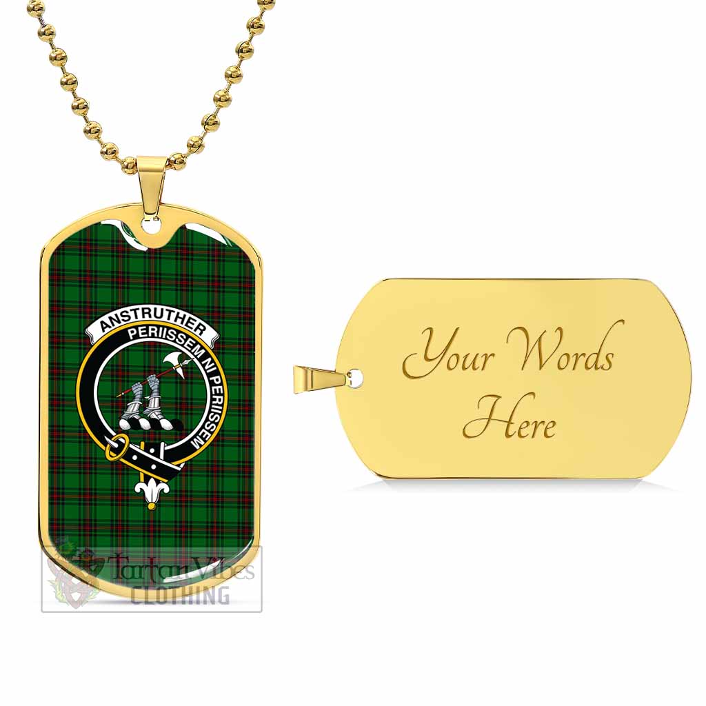 Anstruther Tartan Dog Tag Necklace with Family Crest Gold Yes - Tartan Vibes Clothing