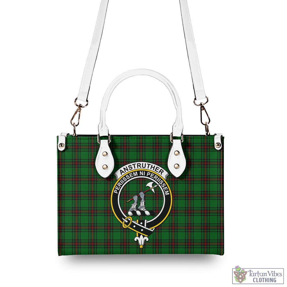 Tartan Vibes Clothing Anstruther Tartan Luxury Leather Handbags with Family Crest
