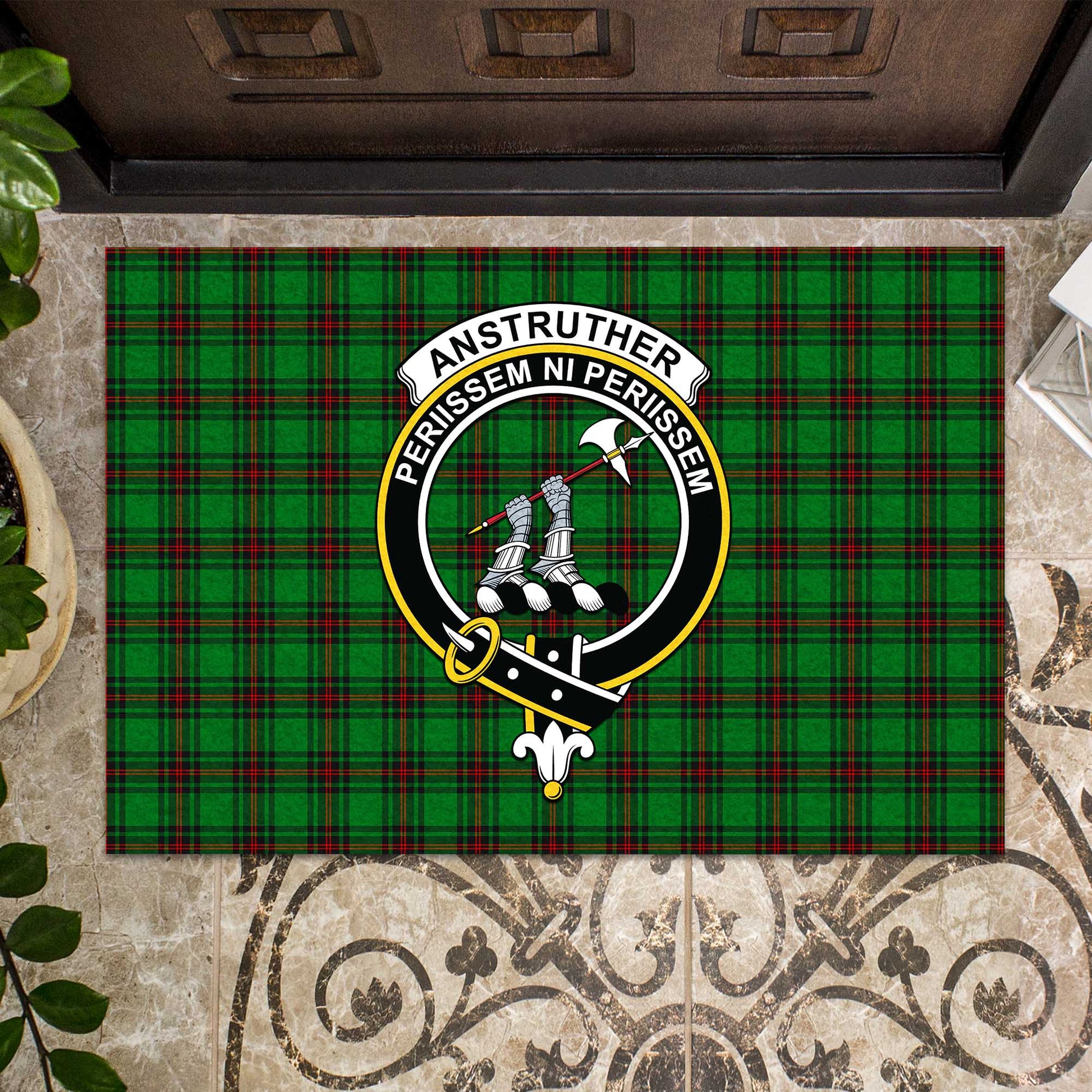Anstruther Tartan Rubber Doormat with Family Crest - Tartan Vibes Clothing