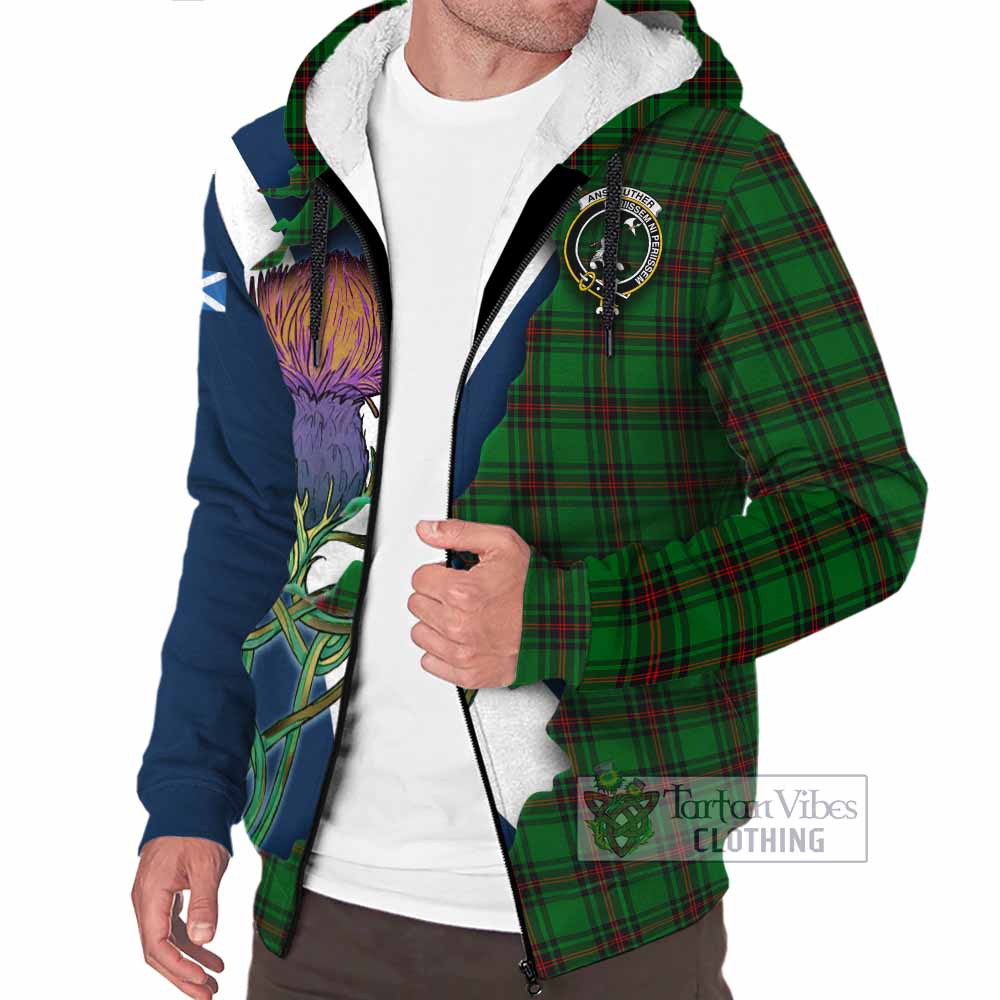 Tartan Vibes Clothing Anstruther Tartan Family Crest Sherpa Hoodie Scottish Thistle Celtic Inspired