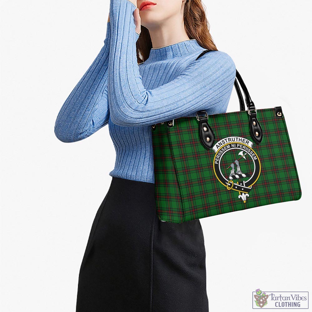 Tartan Vibes Clothing Anstruther Tartan Luxury Leather Handbags with Family Crest
