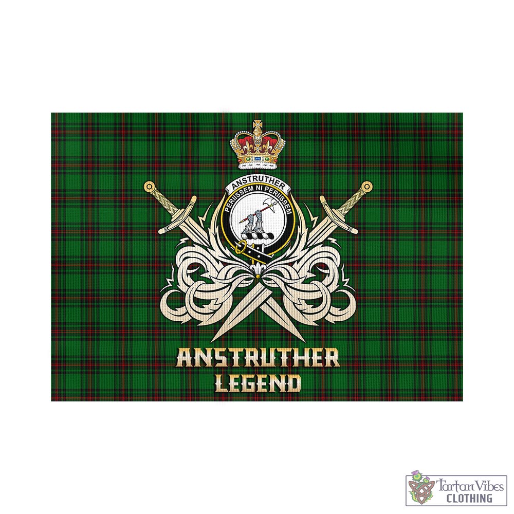 Tartan Vibes Clothing Anstruther Tartan Flag with Clan Crest and the Golden Sword of Courageous Legacy
