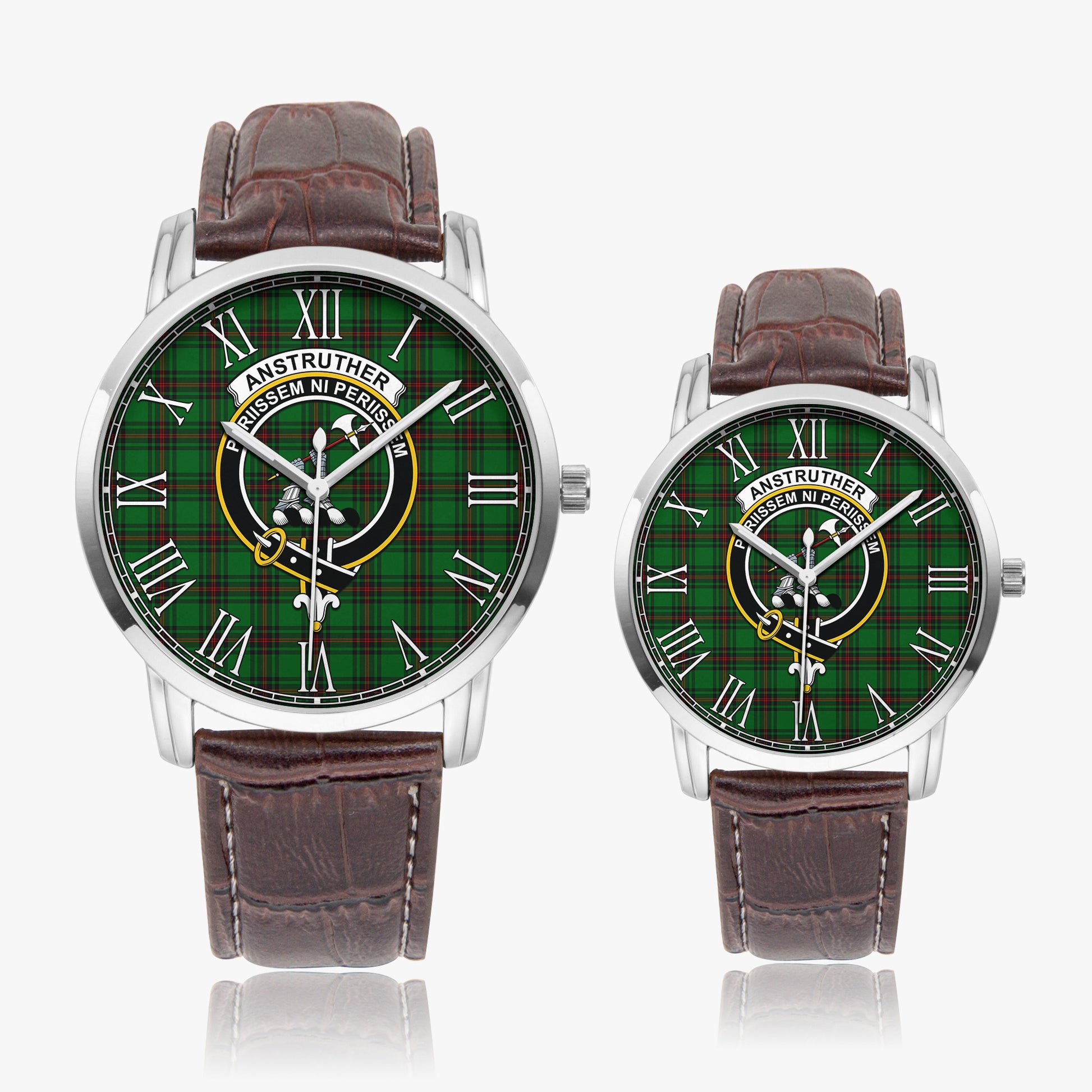 Anstruther Tartan Family Crest Leather Strap Quartz Watch - Tartan Vibes Clothing