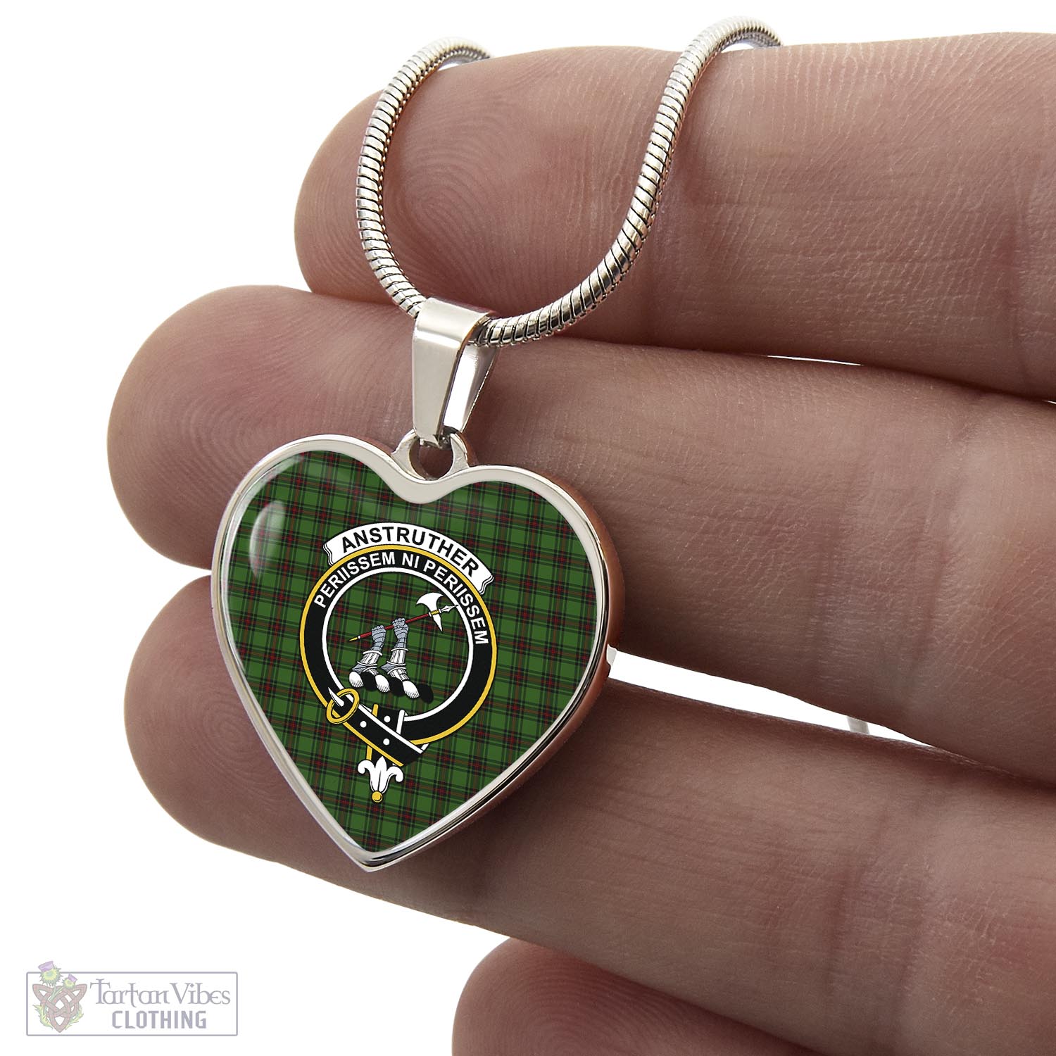 Anstruther Tartan Heart Necklace with Family Crest - Tartan Vibes Clothing