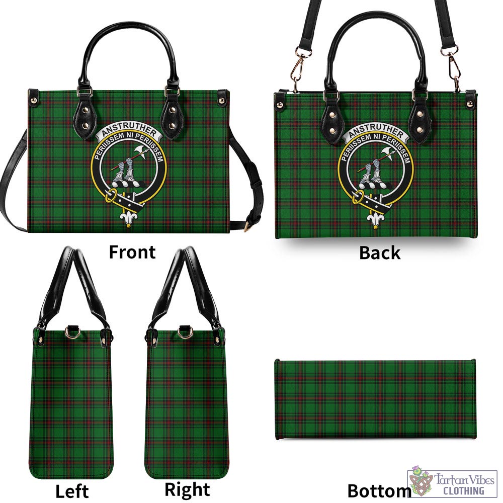 Tartan Vibes Clothing Anstruther Tartan Luxury Leather Handbags with Family Crest