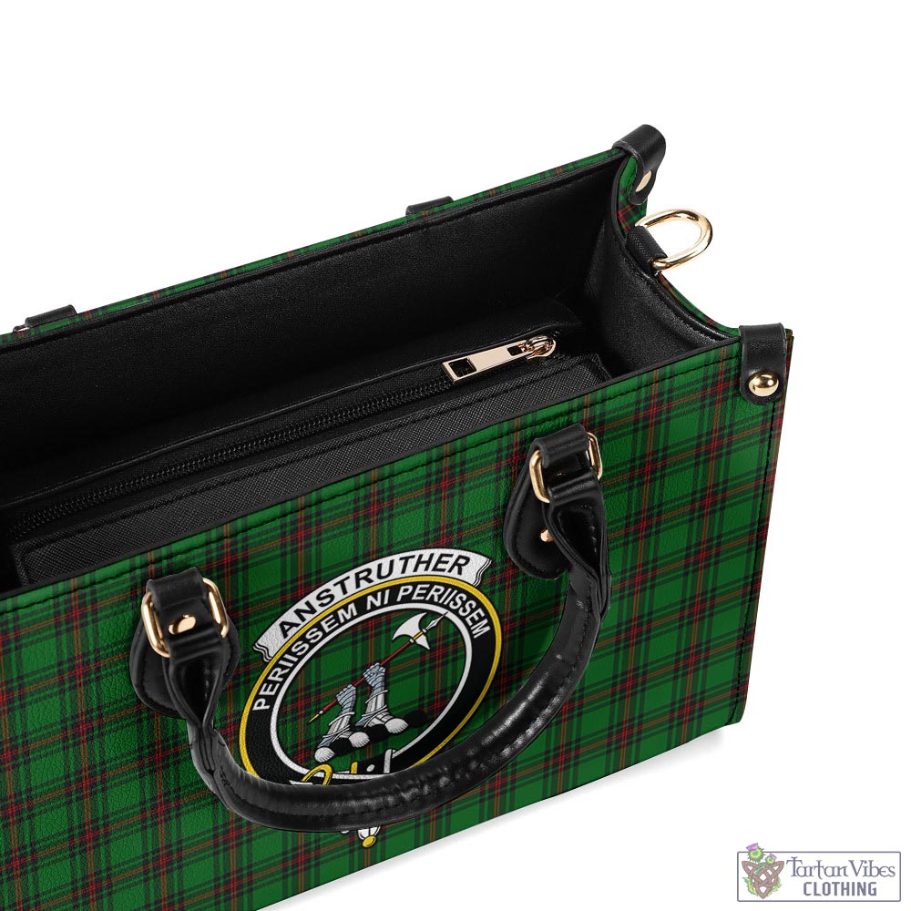 Tartan Vibes Clothing Anstruther Tartan Luxury Leather Handbags with Family Crest