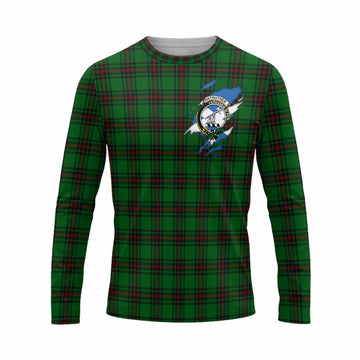 Anstruther Clan Crest In Me Tartan Long Sleeve T-Shirt Scotland Flag Style