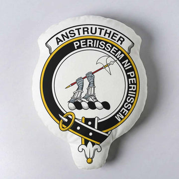 Anstruther Clan Crest Shaped Throw Pillow, Scottish Clan Badge Decorative Pillow