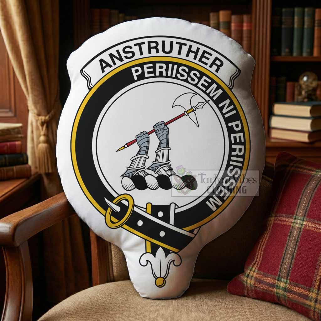 Anstruther Clan Crest Shaped Throw Pillow, Scottish Clan Badge Decorative Pillow