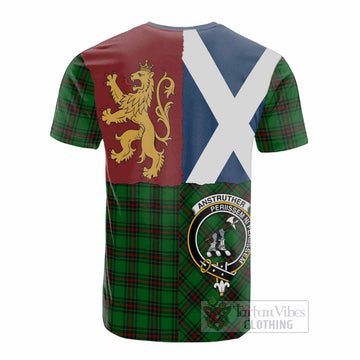 Anstruther Crest Tartan Cotton T-shirt with Lion Rampant Saltire Style - Tartan Vibes Clothing