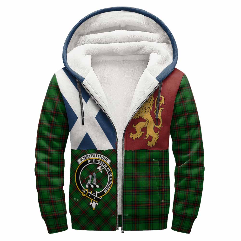 Anstruther Crest Tartan Sherpa Hoodie with Lion Rampant Saltire Style