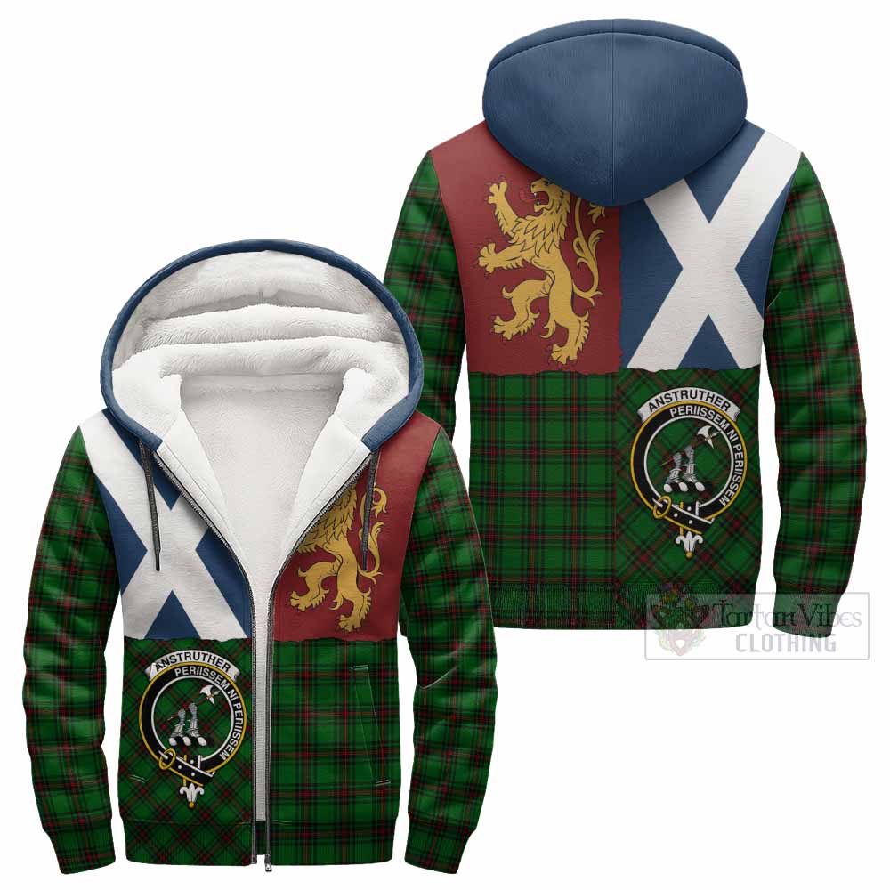 Anstruther Crest Tartan Sherpa Hoodie with Lion Rampant Saltire Style