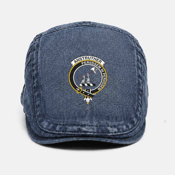 Anstruther Scottish Clan Crest Washed Flat Cap - Unisex Jeff Cap One Size (Adjustable) Dark Blue - Tartan Vibes Clothing