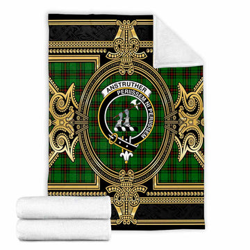 Anstruther Scottish Tartan Crest Blanket Royal Stylized