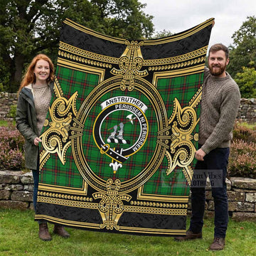 Anstruther Scottish Tartan Crest Blanket Royal Stylized