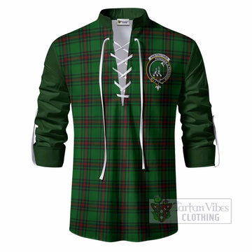 Anstruther Tartan Accent Ghillie Shirt with Family Crest