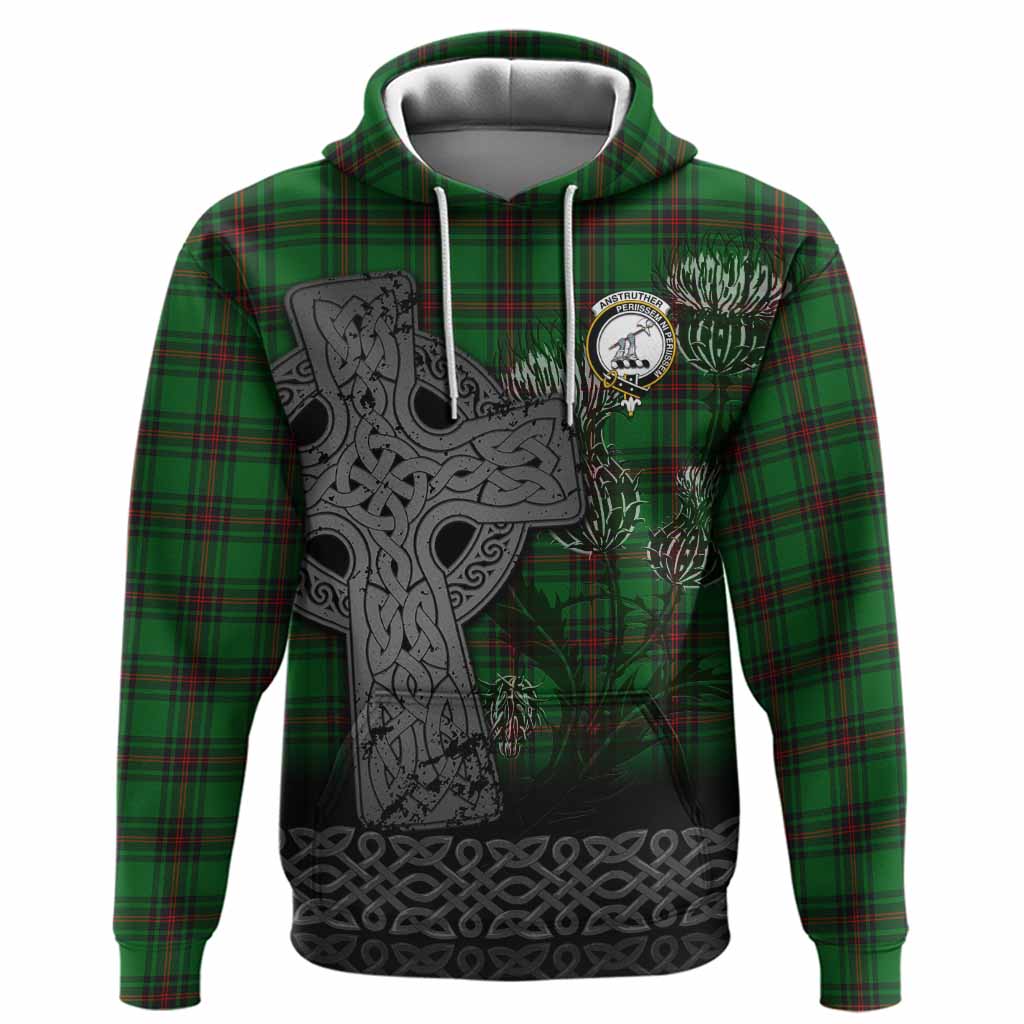 Anstruther Tartan Crest Hoodie Grunge Celtic Cross Scottish Thistle