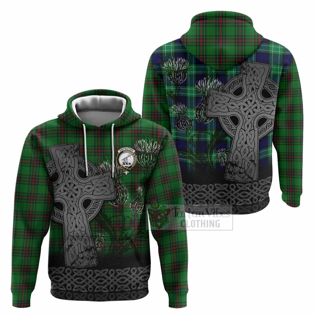 Anstruther Tartan Crest Hoodie Grunge Celtic Cross Scottish Thistle