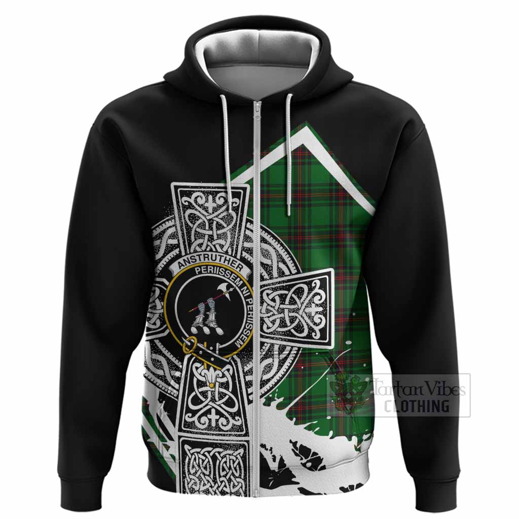 Anstruther Tartan Crest Hoodie Scottish Celtic Cross Heritage