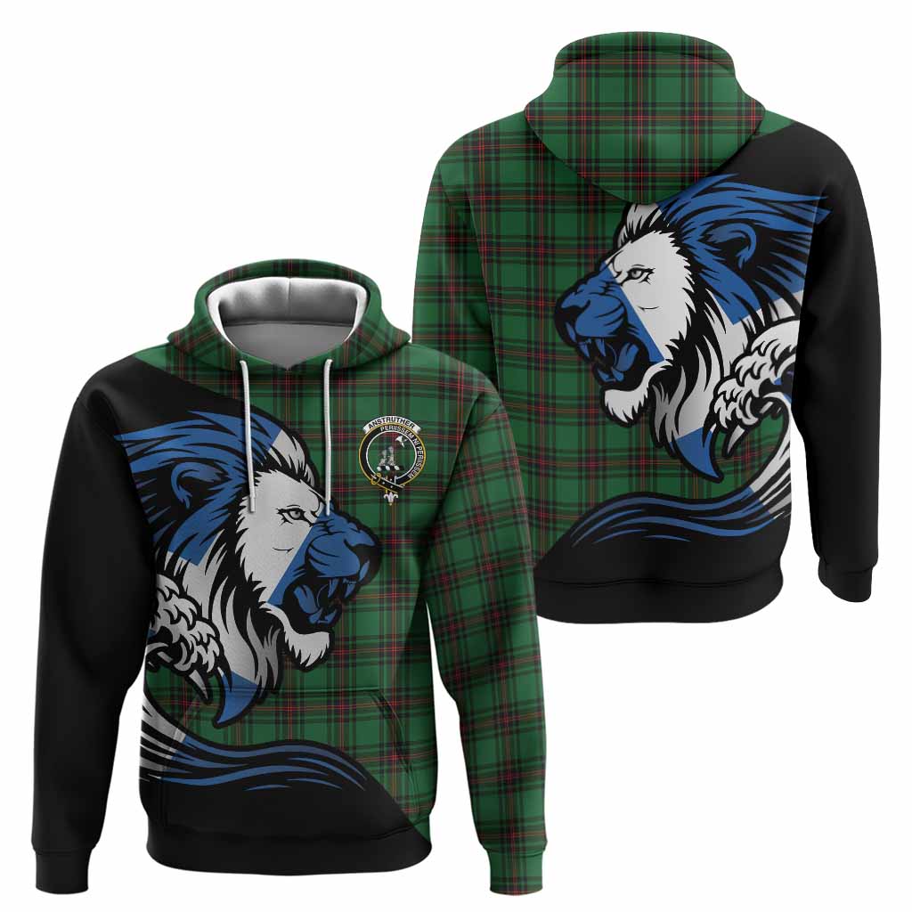 Anstruther Tartan Crest Hoodie Scottish Golden Lions Wave Flow