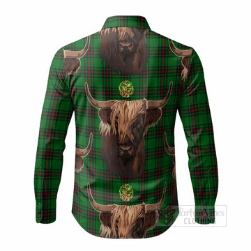 Anstruther Tartan Crest Long Sleeve Button Shirts Scotland Heilan Coo Tartan Seamless Style
