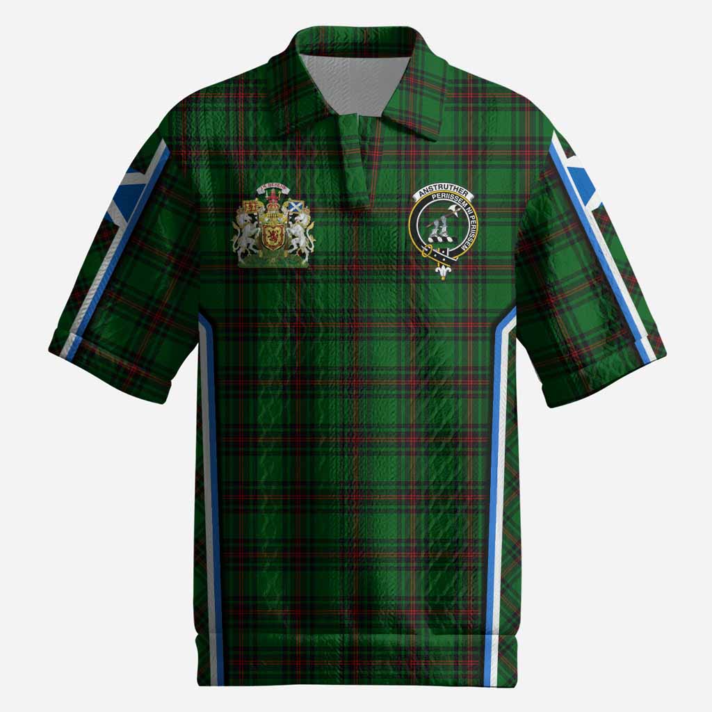 Anstruther Tartan Crest Men’s Polo Sweater Top Scotland Coat of Arm Flag Style