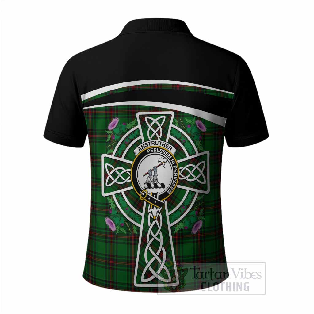 Anstruther Tartan Crest Polo Shirt Scottish Thistle Celtic Cross Alba Gu Brath