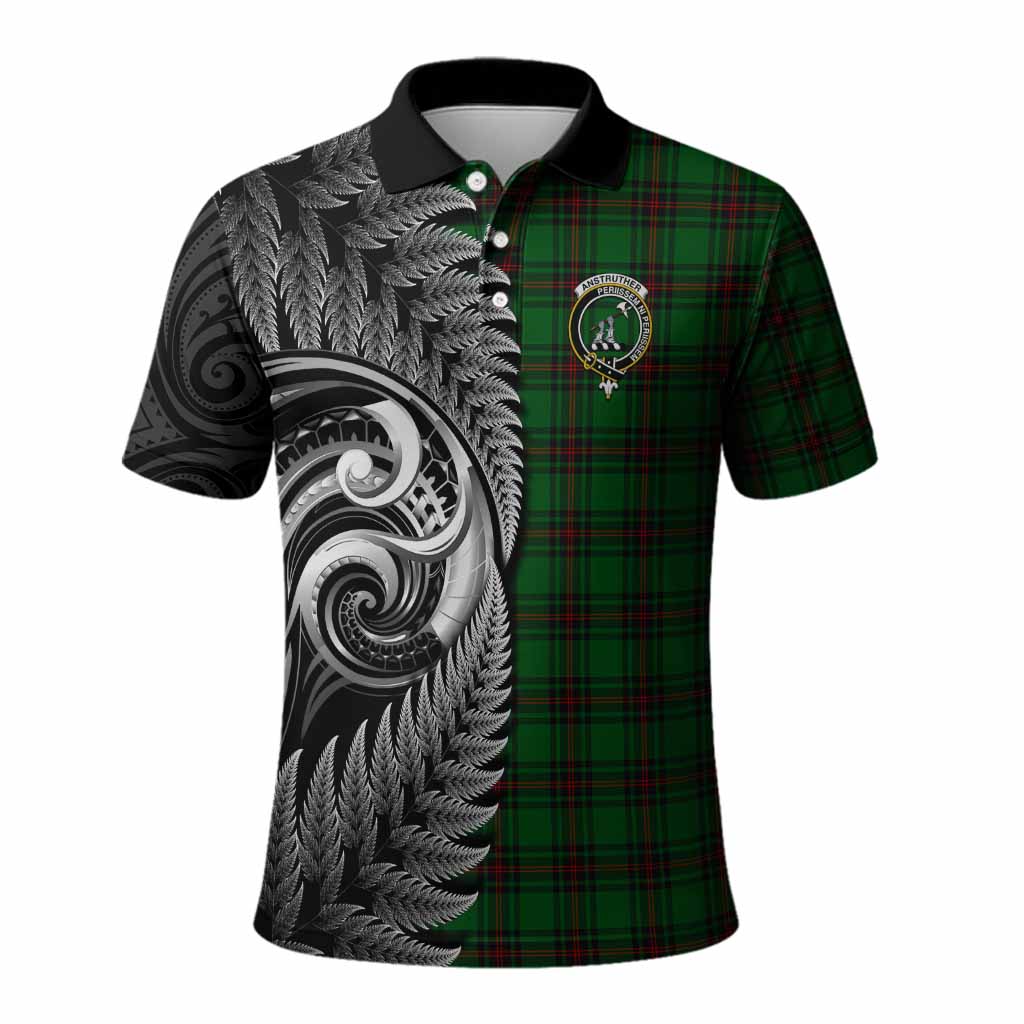 Anstruther Tartan Crest Polo Shirt With New Zealand Silver Fern Maori Koru