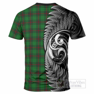 Anstruther Tartan Crest T-Shirt With New Zealand Silver Fern Maori Koru