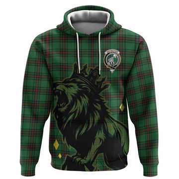 Anstruther Tartan Family Crest Hoodie Crowned Lion Roaring