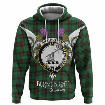 Anstruther Tartan Family Crest Hoodie Scottish Burns Night Thistle Floral