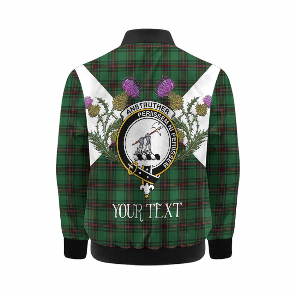 Anstruther Tartan Family Crest Kid Bomber Jacket Scottish Burns Night Thistle Floral