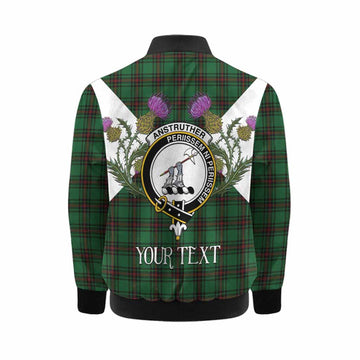 Anstruther Tartan Family Crest Kid Bomber Jacket Scottish Burns Night Thistle Floral