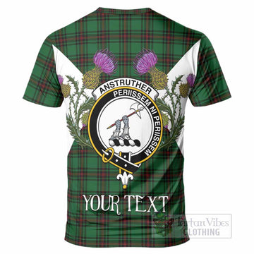 Anstruther Tartan Family Crest T-Shirt Scottish Burns Night Thistle Floral