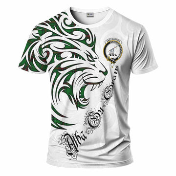 Anstruther Tartan Lion Roar T-Shirt Alba Gu Brath with Celtic Motifs