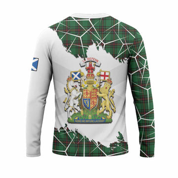 Anstruther Tartan Long Sleeve T-Shirt with Family Crest and Lion Rampant Grunge Style