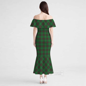 Anstruther Tartan Off Shoulder Ruffle Mermaid Maxi Dress