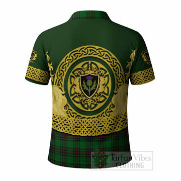 Anstruther Tartan Polo Shirt Unicorn Celtic Knot And Thistle Emblem