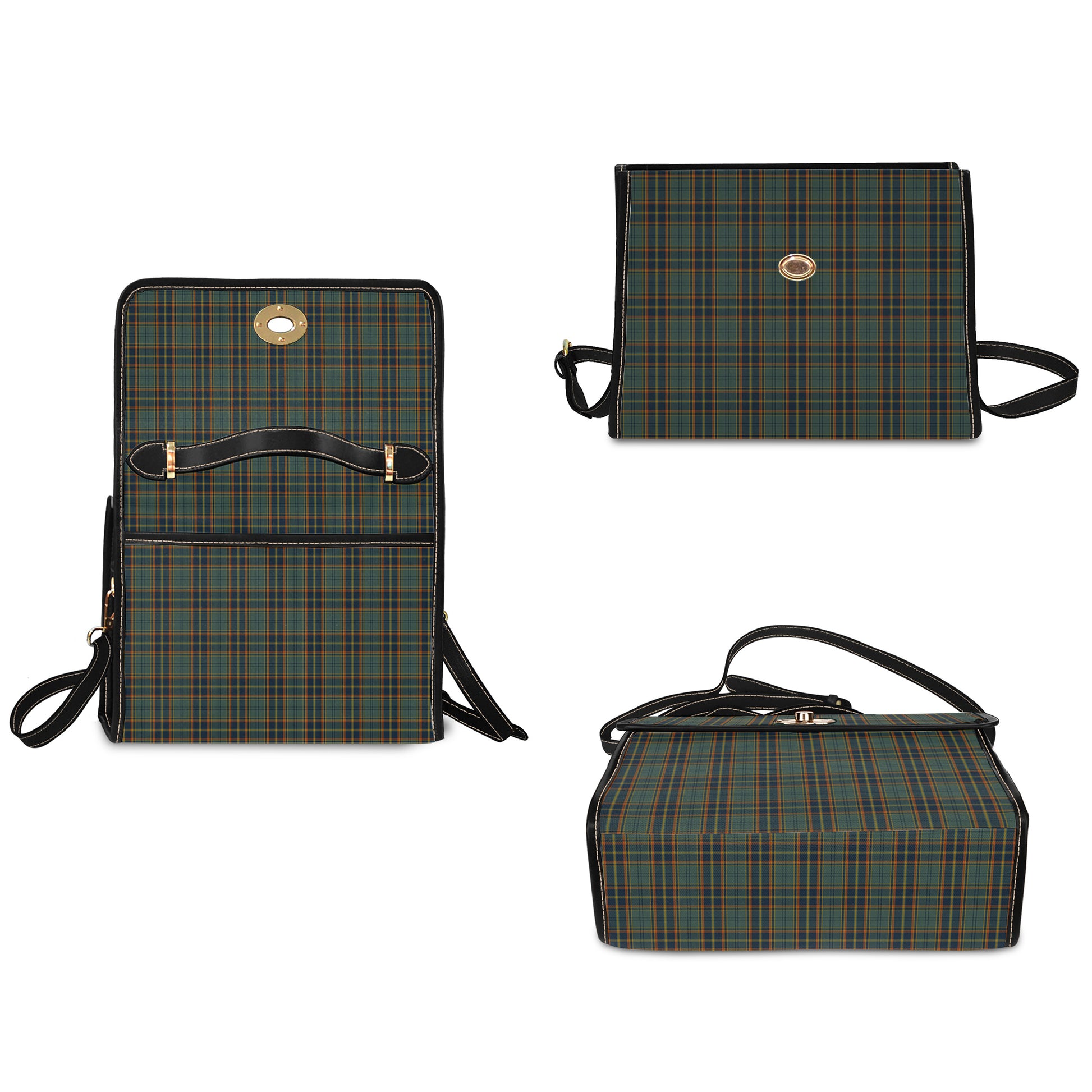 Antrim County Ireland Tartan Leather Strap Waterproof Canvas Bag - Tartanvibesclothing
