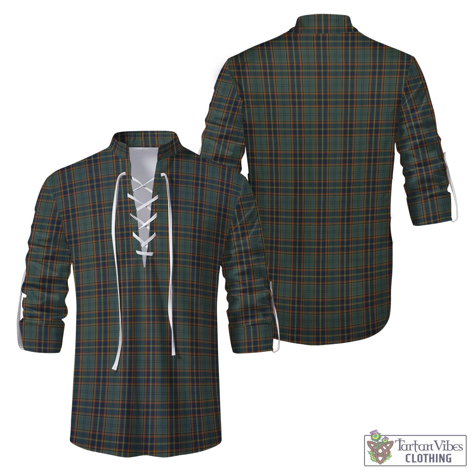 Tartan Vibes Clothing Antrim County Ireland Tartan Men's Scottish Traditional Jacobite Ghillie Kilt Shirt