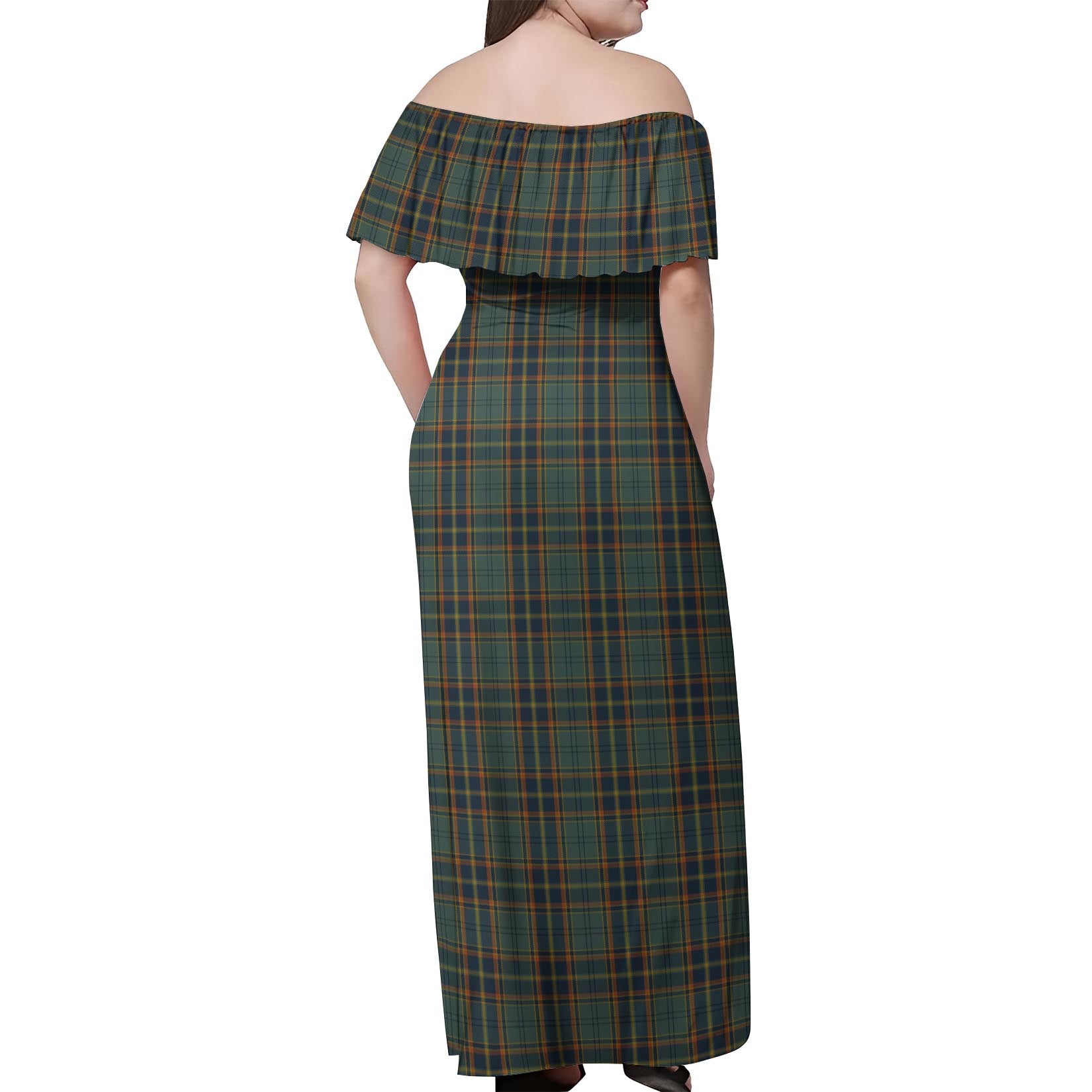 Antrim County Ireland Tartan Off Shoulder Long Dress - Tartan Vibes Clothing