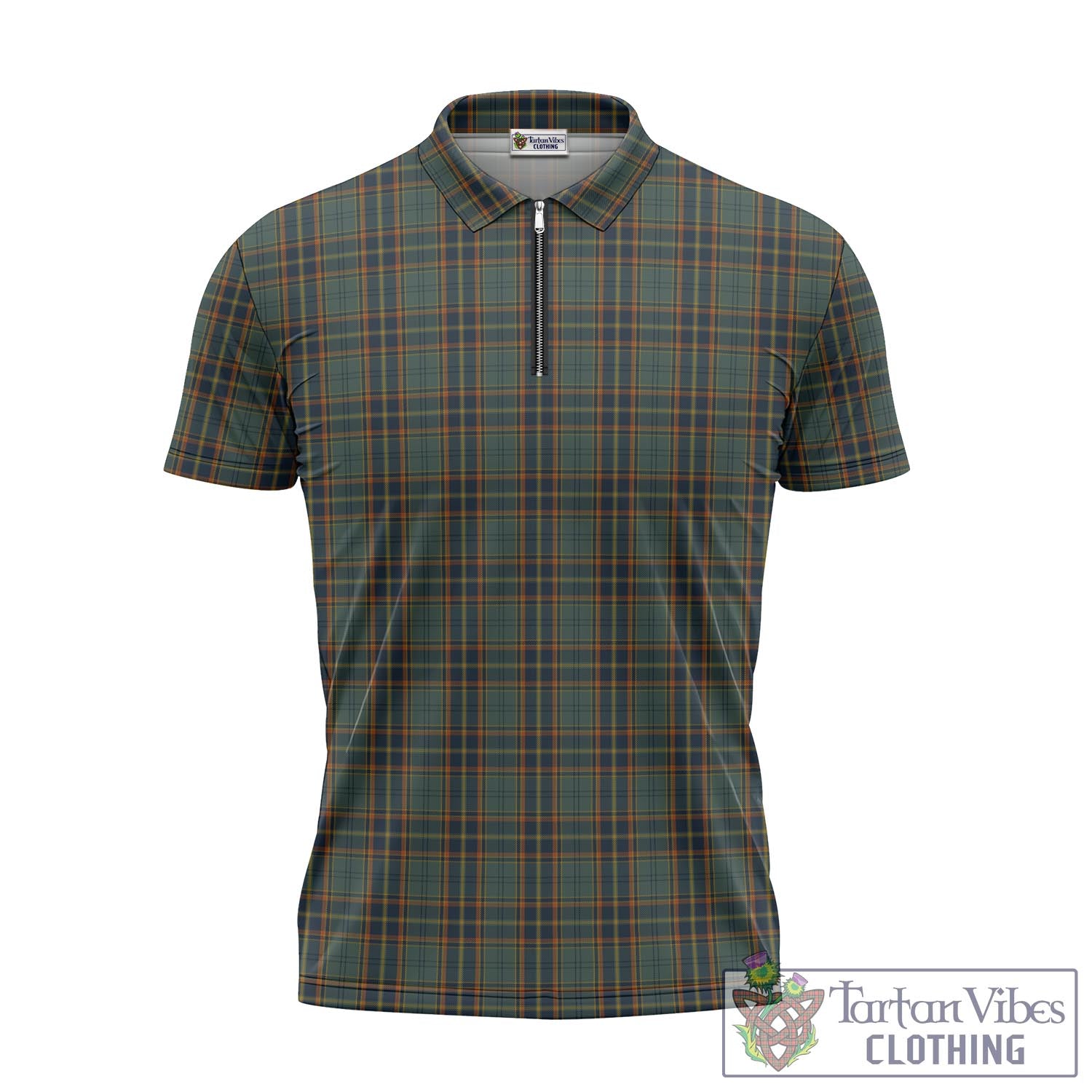 Tartan Vibes Clothing Antrim County Ireland Tartan Zipper Polo Shirt