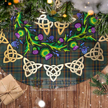 Antrim County Ireland Tartan Christmas Tree Skirt with Thistle Celtic Knot Style