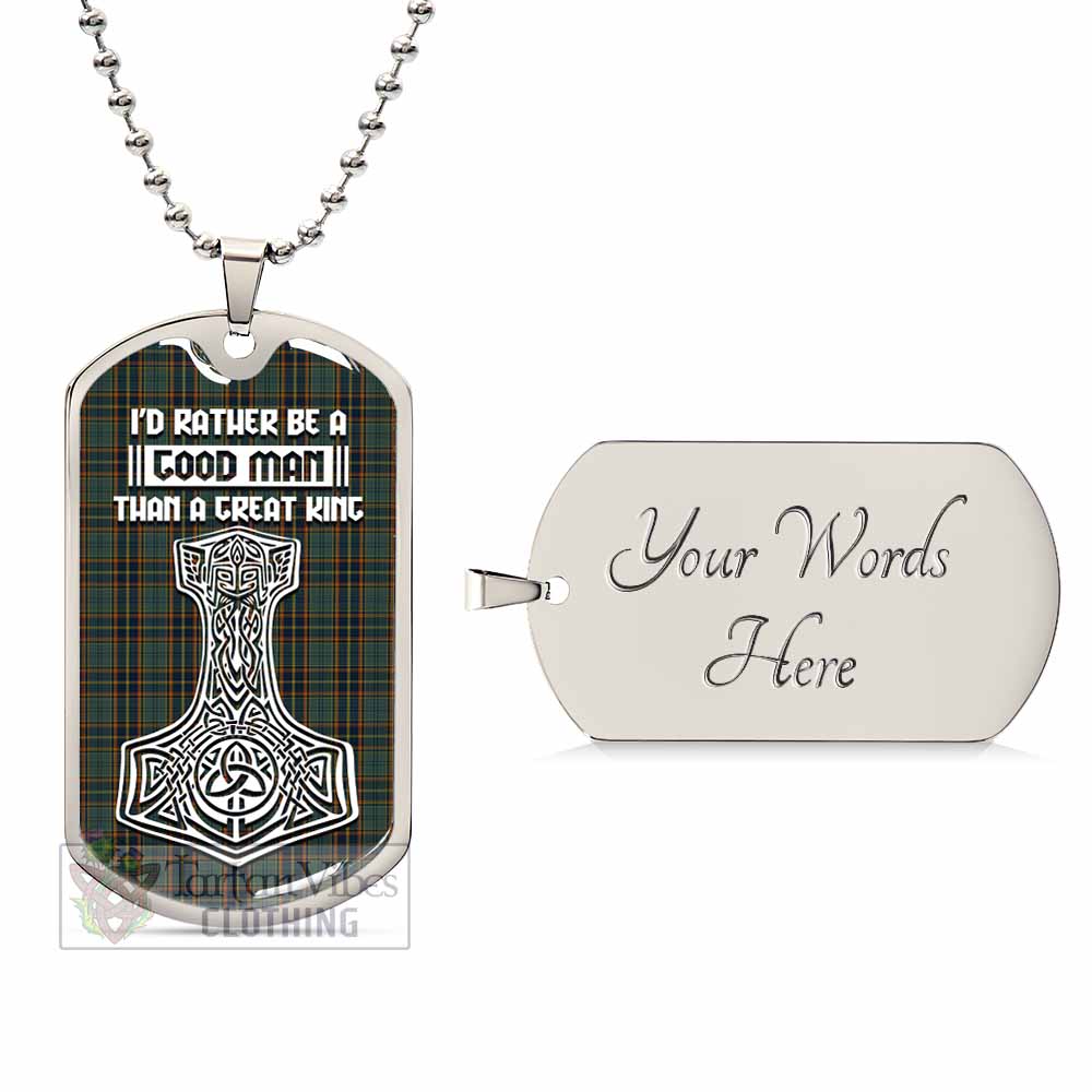 Antrim County Ireland Tartan Dog Tag Necklace Viking Mjolnir Style Silver Yes - Tartan Vibes Clothing