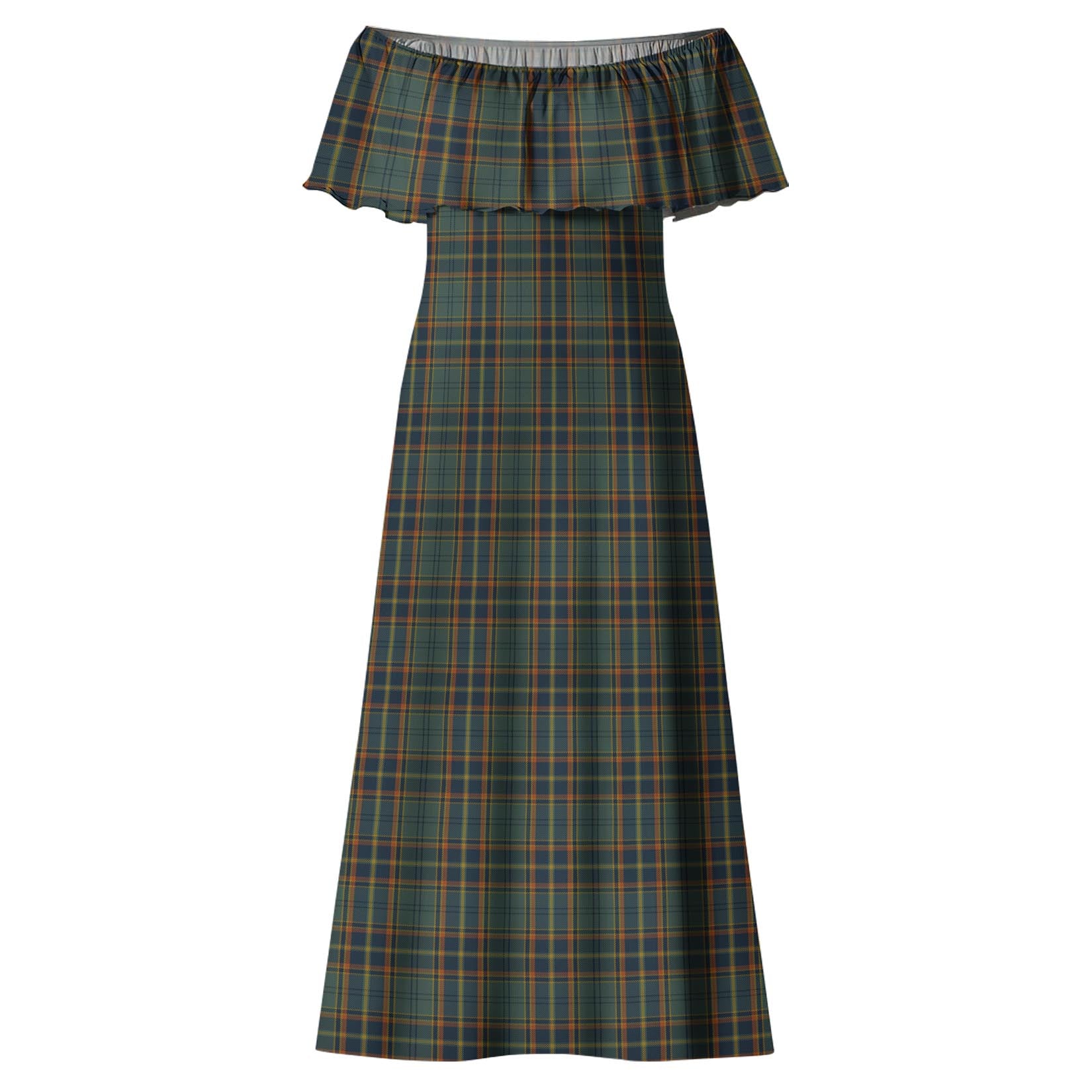 Antrim County Ireland Tartan Off Shoulder Long Dress - Tartanvibesclothing