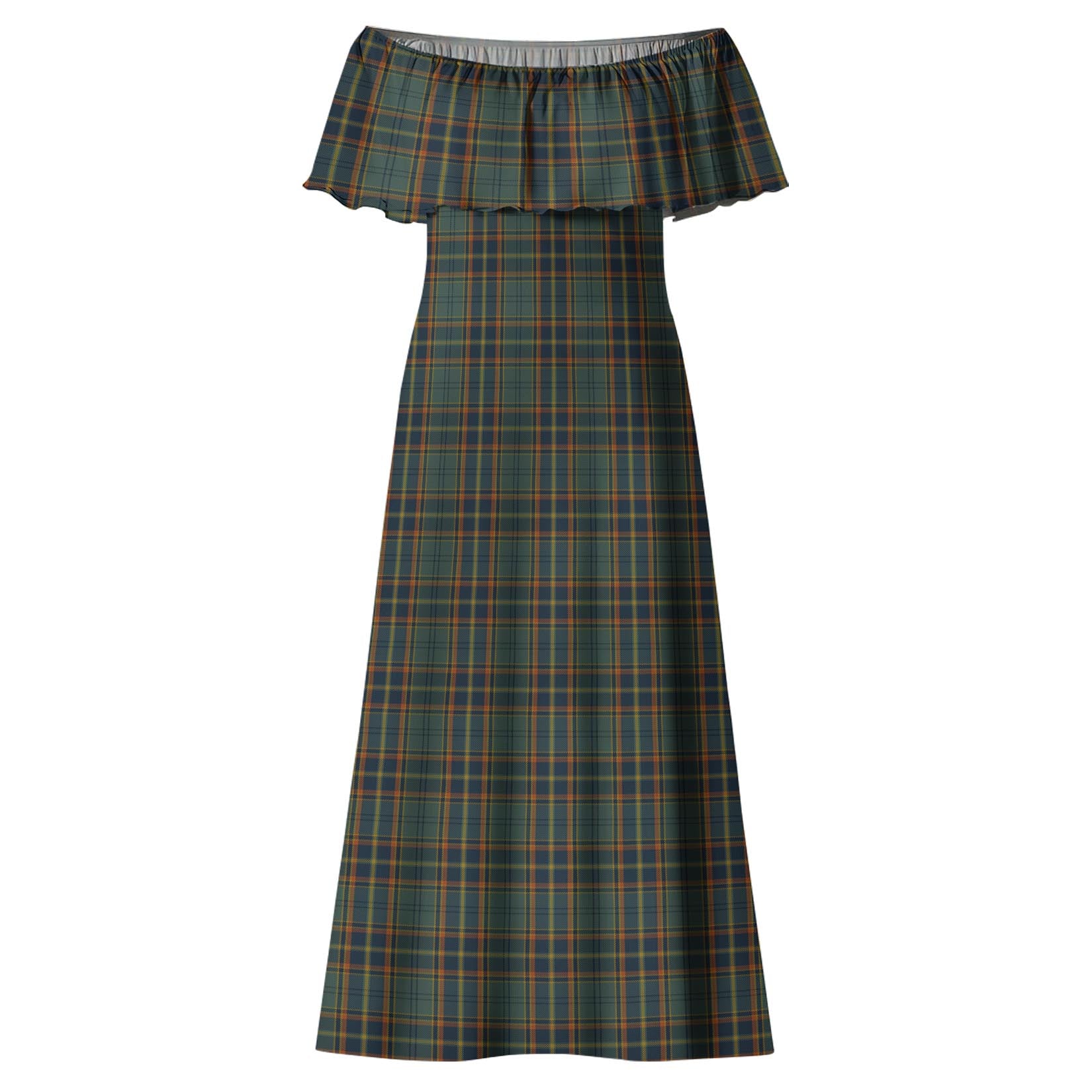 Antrim County Ireland Tartan Off Shoulder Long Dress - Tartan Vibes Clothing
