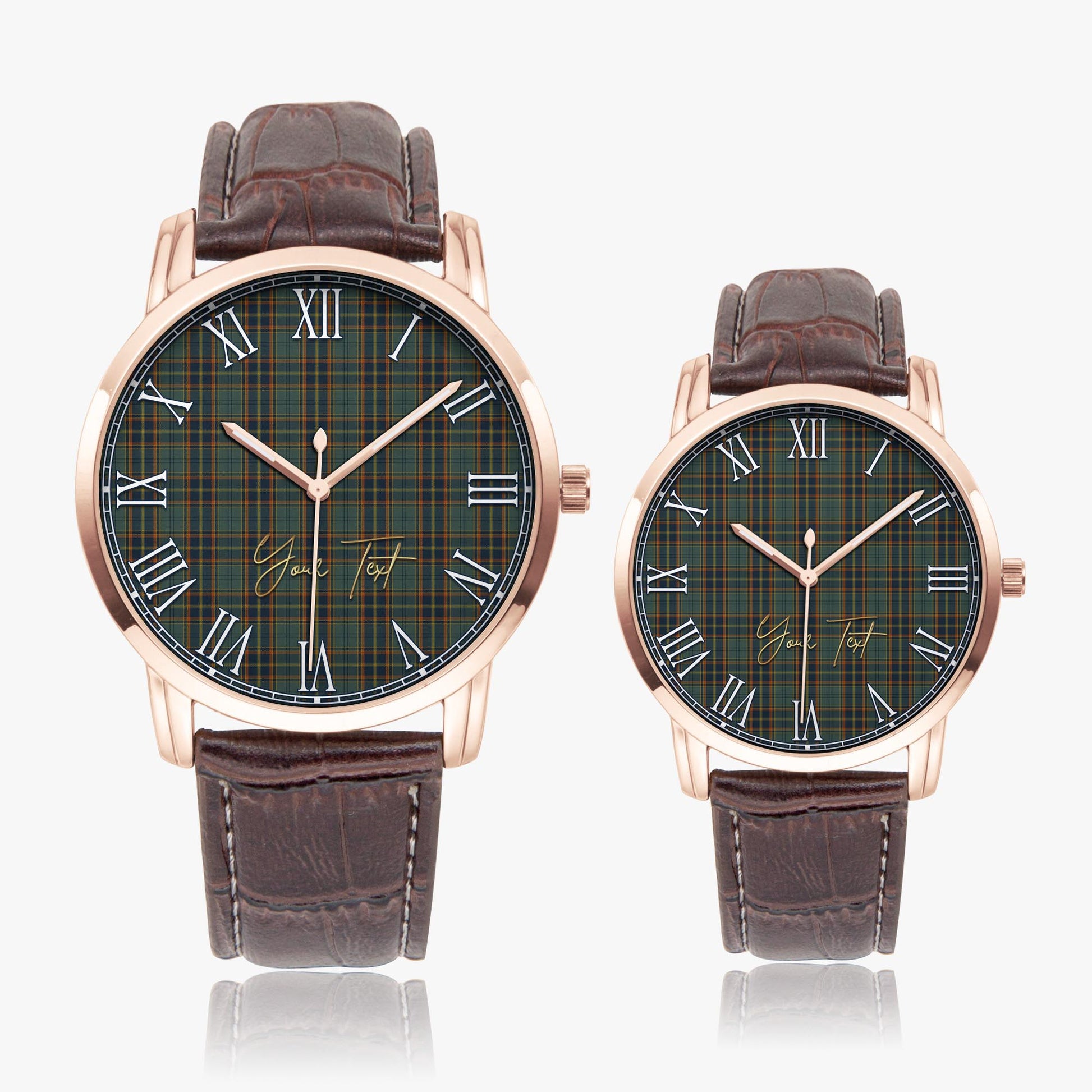 Antrim County Ireland Tartan Personalized Your Text Leather Trap Quartz Watch - Tartan Vibes Clothing