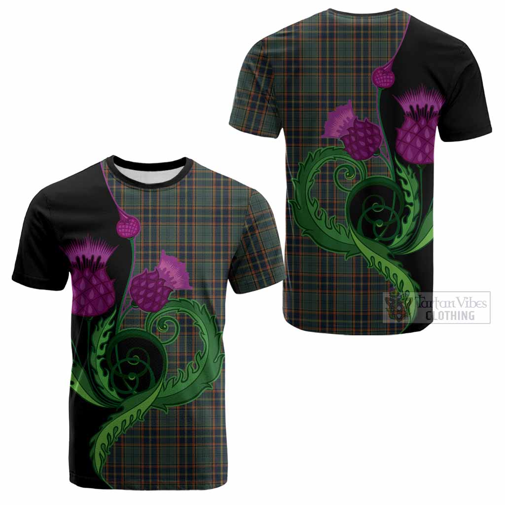 Antrim County Ireland Tartan Cotton T-shirt Traditional Scottish Thistle