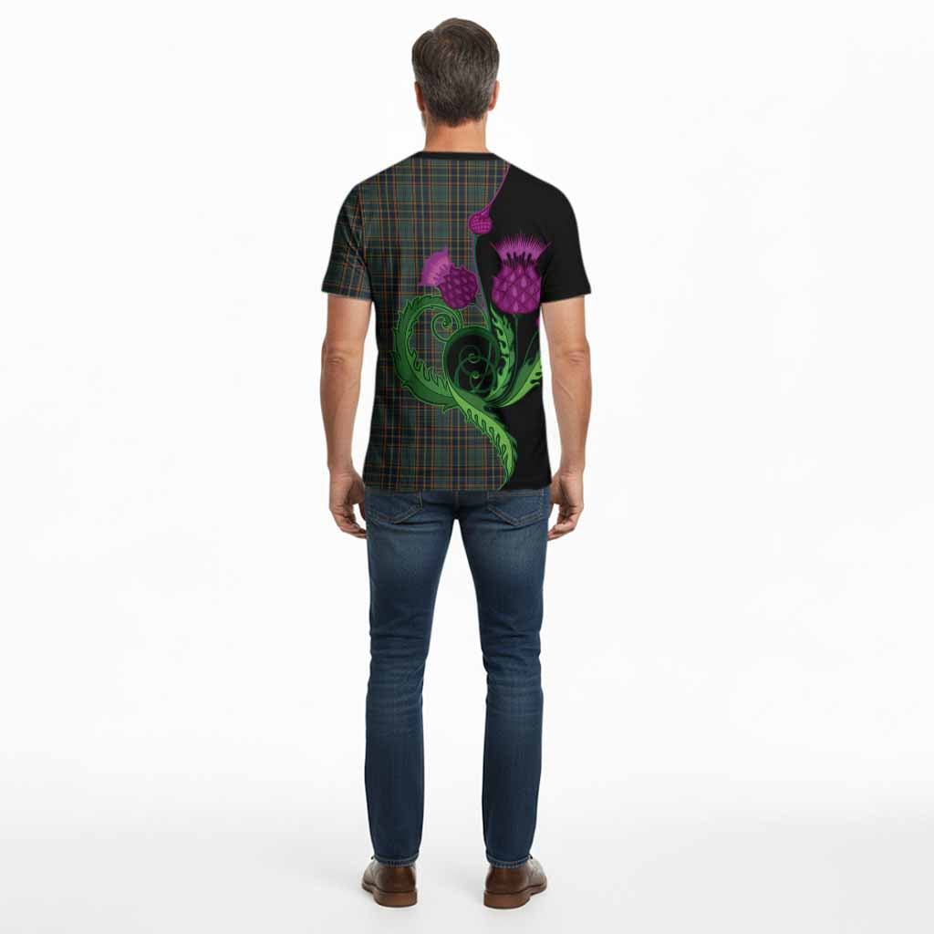 Antrim County Ireland Tartan Cotton T-shirt Traditional Scottish Thistle
